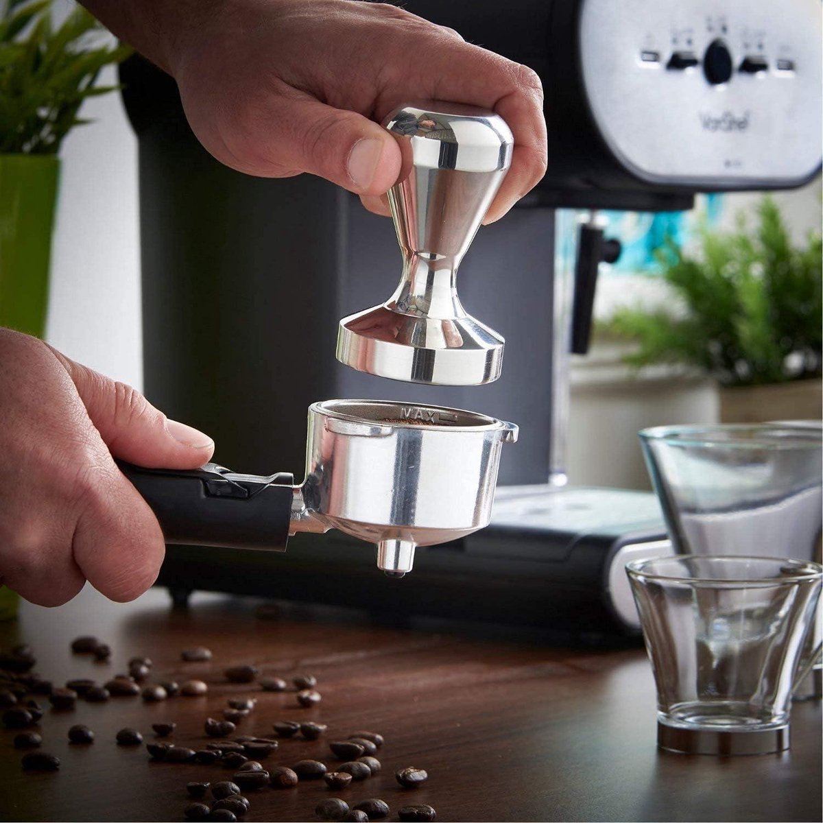 Tamper van roestvrij staal voor 51 mm zeefhouder - Koffie Accessoire - Barista Tool