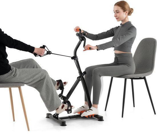 COSTWAY hometrainer sport coach pedal coach voor senioren, handen, armen, benen en knieen fitnessapparatuur LCD display, in hoogte en lengte verstelbaar, LBH: 43-53 x 45 x 87-100 cm, arm en been trainer voor senioren