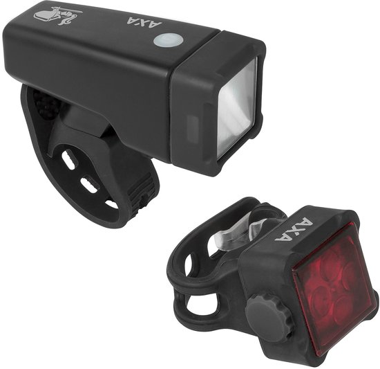 AXA Niteline T4R Fietsverlichting Set - LED Voorlicht & Achterlicht - USB Oplaadbaar - 2.000 m Zichtbaarheid Voor - 450 m Achter - 4 Lichtstanden - 30 m Lichtbeeld — afbeelding 2