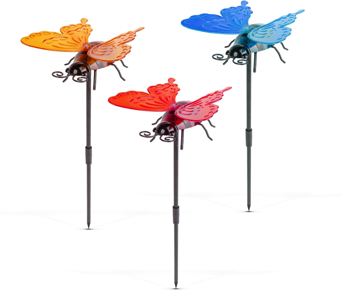 Solar Vlinder Lantaarn Met Clip En Prikpen – LED Tuinverlichting Op Zonne-Energie – 21,5 Cm – Sfeerverlichting Met Schemersensor Voor Tuin Balkon En Terras [11772]