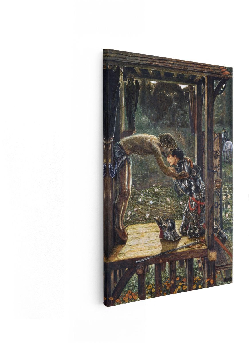 Artaza Canvas Schilderij Ridder In Harnas - 20x30 cm - Wanddecoratie Jezus Doornenkroon - Muurdecoratie Burne-Jones - Schilderijen Op Canvas