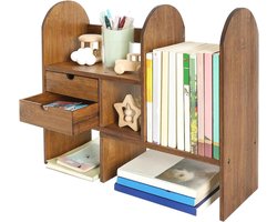 Houten Bureauboekenplank Organizer - Verstelbare Tafelplank voor Boeken en Kantoorbenodigdheden - Uitbreidbaar - Bamboe Plank板 voor Werkblad, Keuken en Vensterbank.