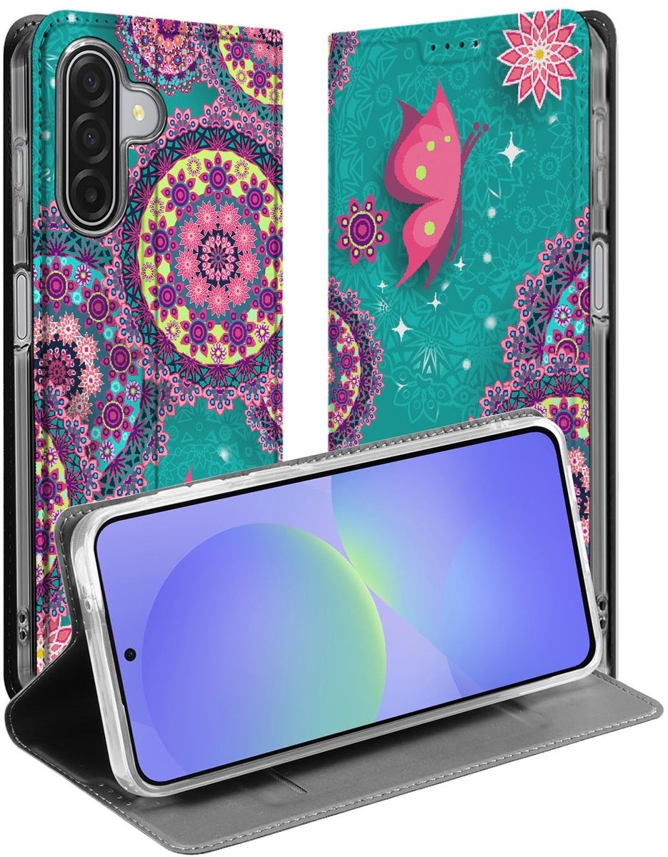Stand Case Hoesje Samsung Galaxy A17 Cirkels en Vlinders
