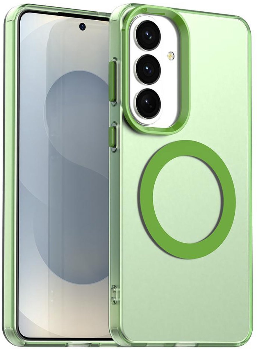 Mobigear Hoesje geschikt voor Samsung Galaxy S26 Plus MagSafe Telefoonhoesje Hardcase | Mobigear Shockproof Backcover | Geschikt voor MagSafe | Geschikt voor Draadloos Opladen met Magnetische Ring | Geschikt voor MagSafe Case - Groen