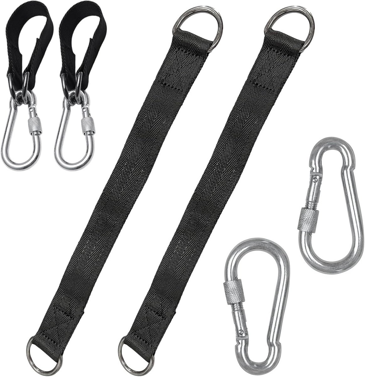 2x Schommelbevestiging Set - Heavy Duty Riemen met Karabijnhaken en D-Ringen voor Hangmat, Schommelstoel en Buiten