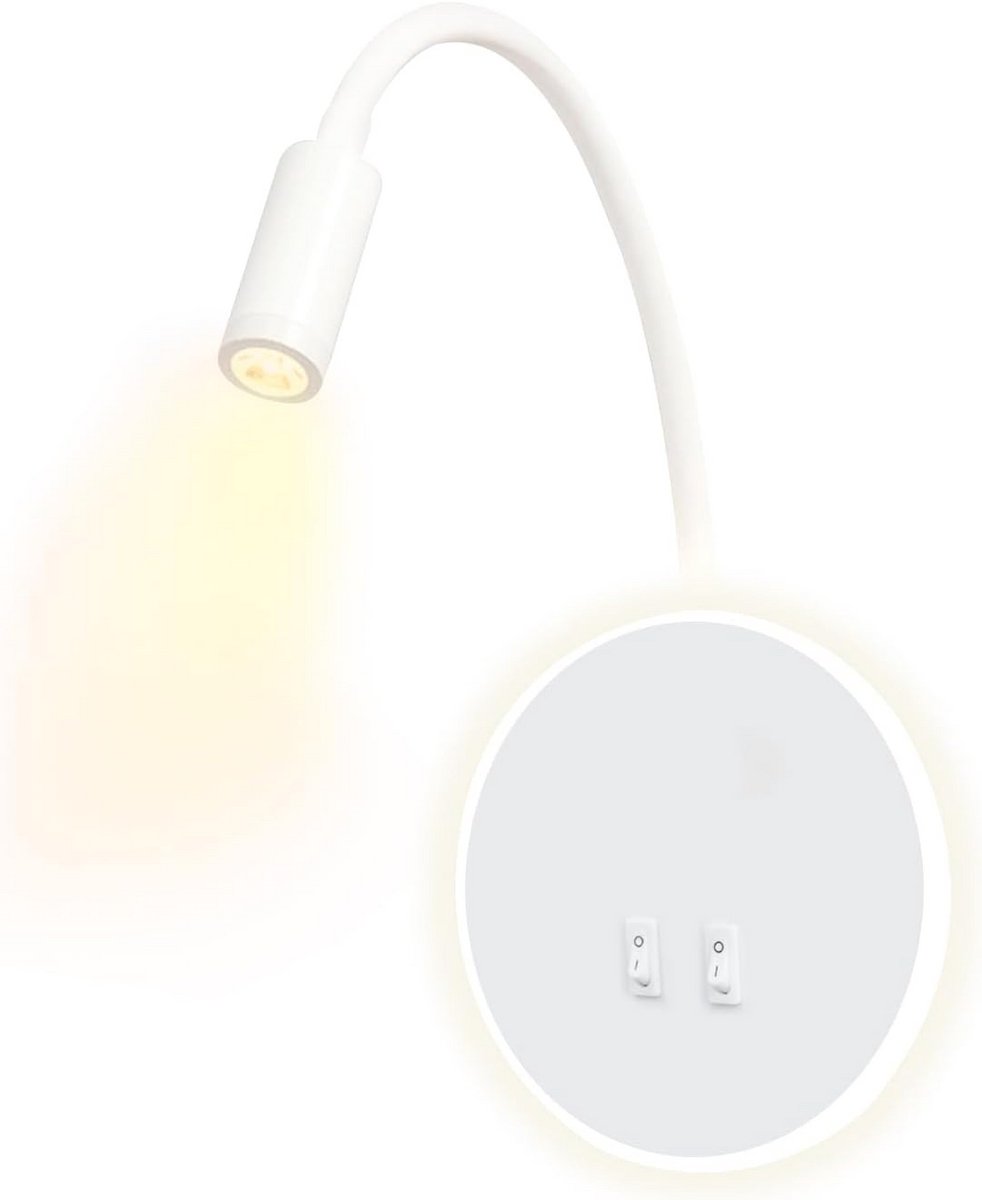 Verstelbare LED Wandlamp Slaapkamer 12W - Leeslamp met Spot 3000K Warm Wit Licht (Rond)