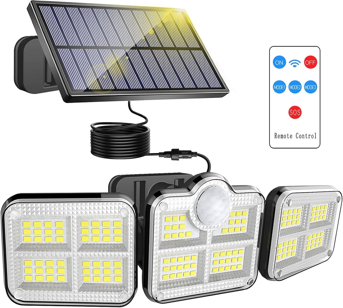 Draadloze Solar Buitenlamp met Bewegingssensor en Afstandsbediening, 3 Modi, IP65 Waterdicht