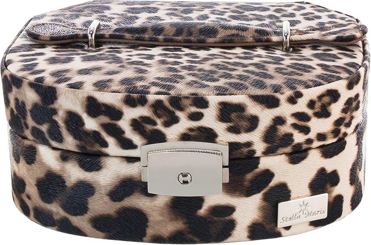 Luxe Sieradendoos met Spiegel - Leopard Patroon - Perfect Cadeau voor Dames