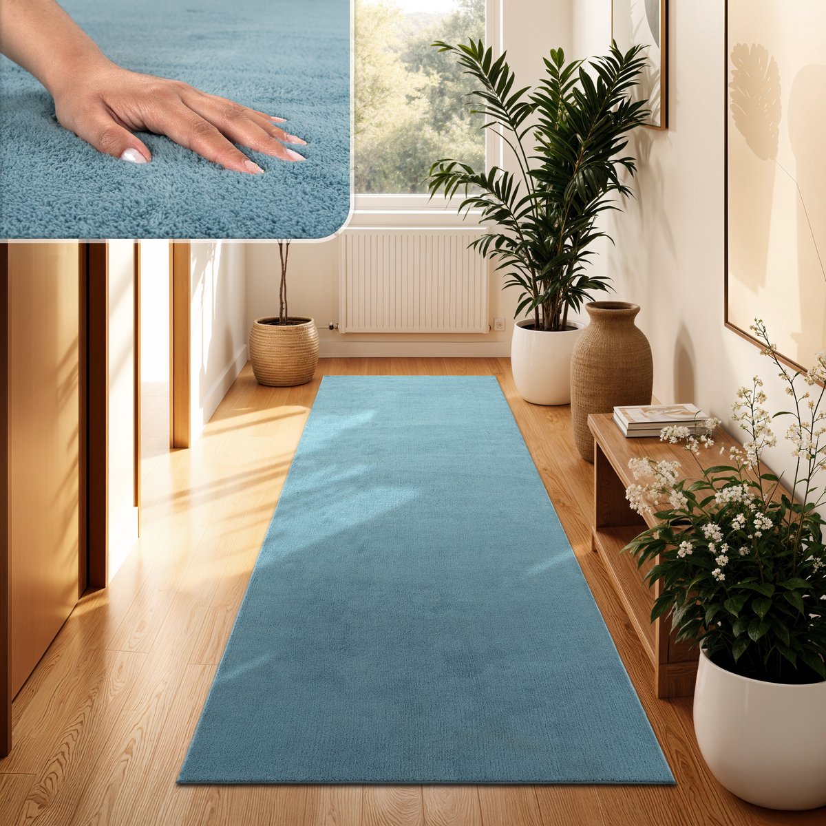 Paco Home Moderne woonkamer tapijt kortpolig wasbaar zacht uni effect bont antislip 80x150 cm
