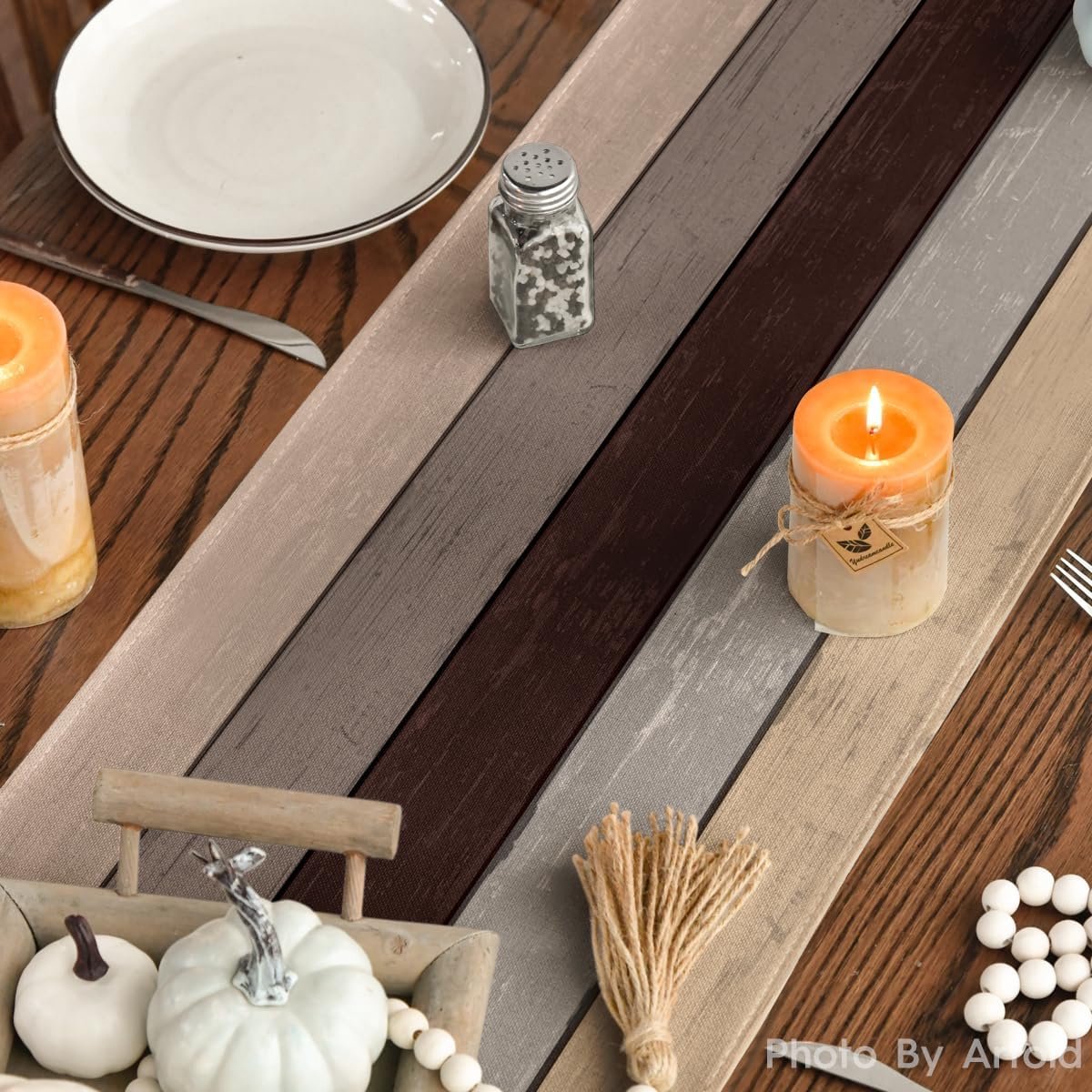 Tafelloper Rustiek - Loper Houtlook - Herfst Decoratie - Machinewasbaar - 40 x 140 cm - Bruin