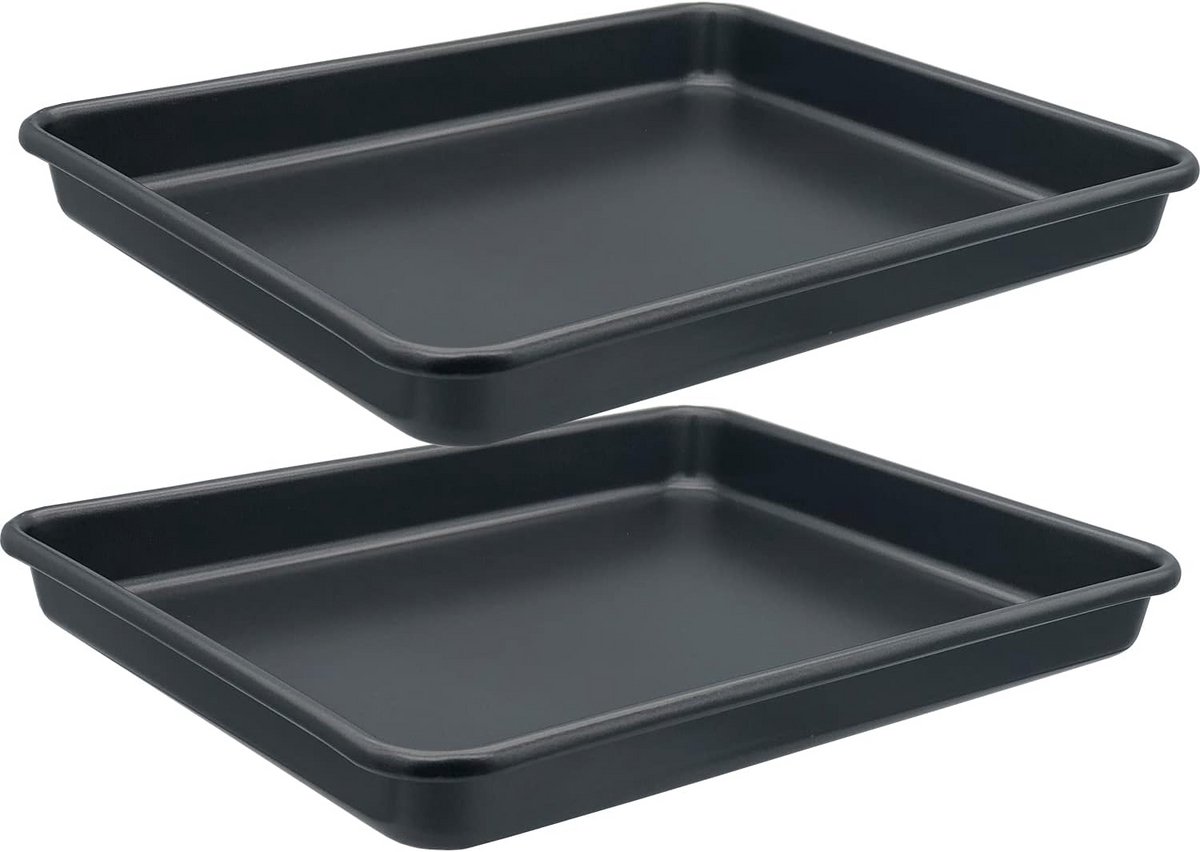 Mini Bakplaten 2 Stuks Koolstofstaal Antiaanbak Oven Schalen 28x23 cm
