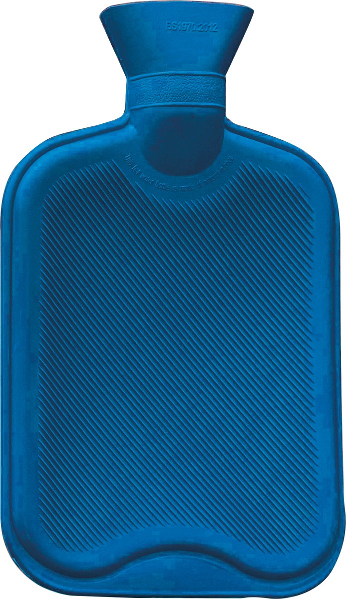 Sundo Warmwaterkruik 2 liter - Rubber kruik met schroefdop en lamellen - Blauw