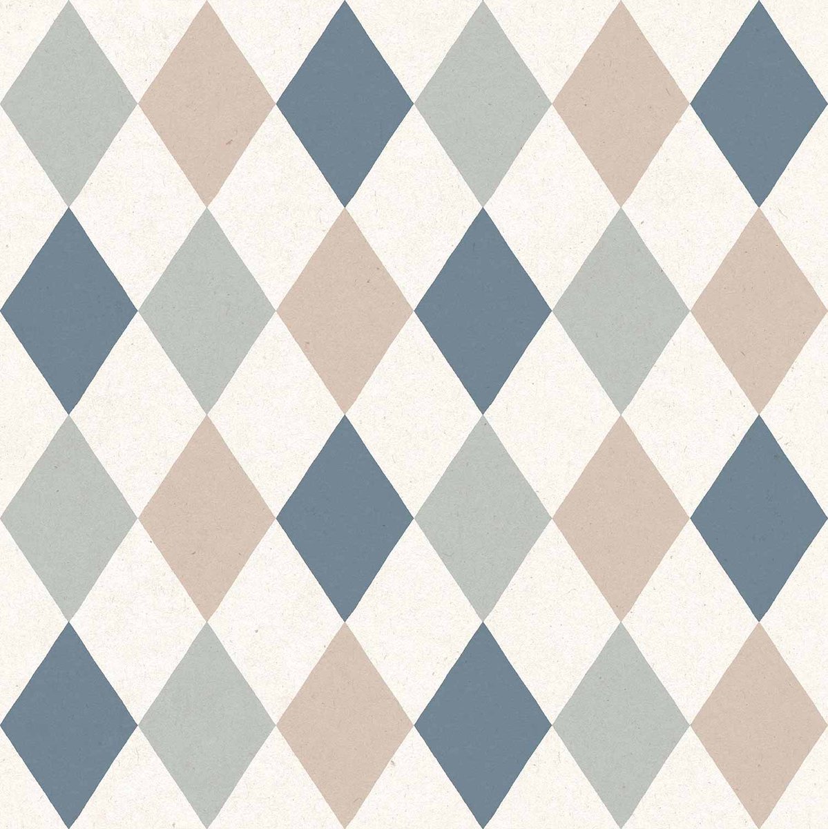 Behang - Kinderkamer- Babykamer -Ruiten - Blokjes - beige - blauw- Jongenskamer - Kinderbehang - 0,53 x 10,05 M