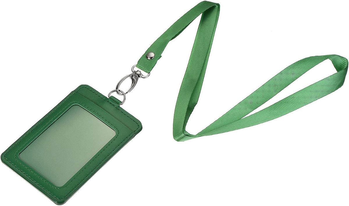 ID Kaarthouder - Naamhouder Badge - Veilig Identificeren - Afneembaar Lanyard - 11 x 7.4 cm - Groen