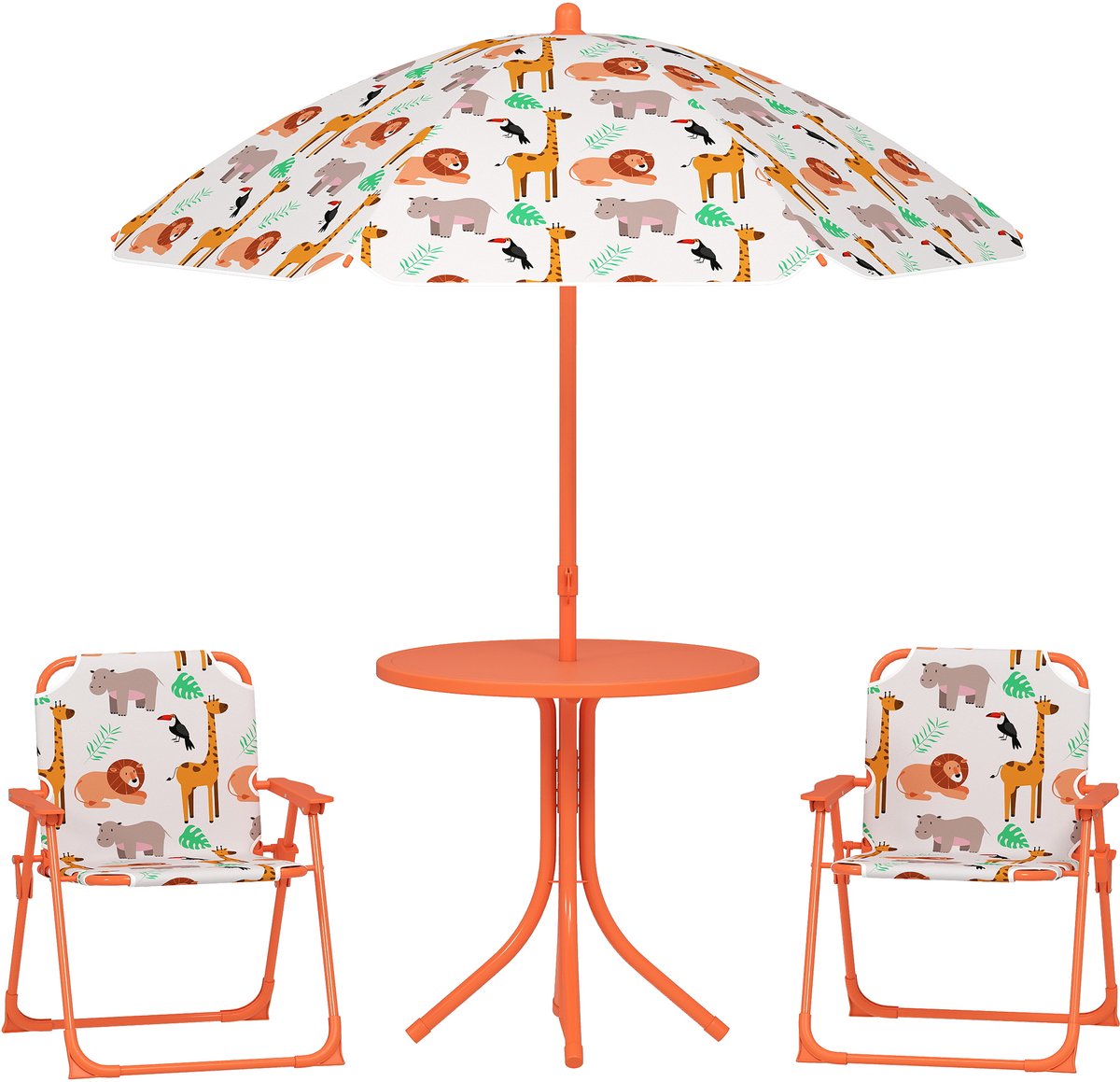 AIYAPLAY - Tuinset met tafel en stoelen voor kinderen - Kunststof - 49,5 x 49,5 x 50 cm - Oranje