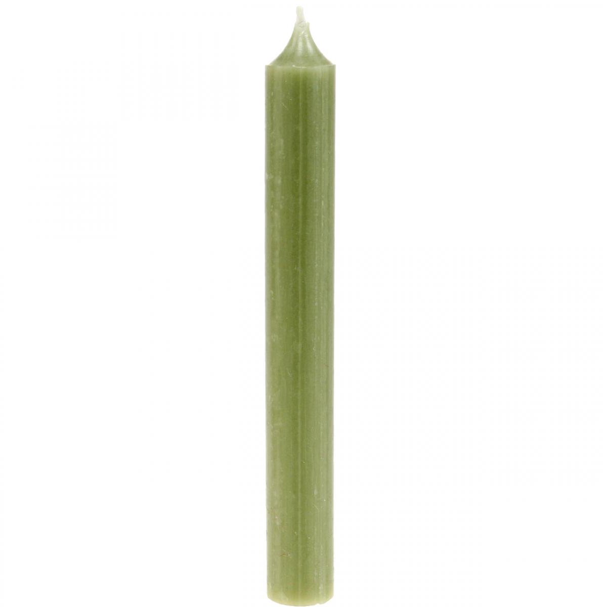 Viana Stokkaars groen geverfde waskaarsen 180mm/Ø21mm 6st, 6 Stück Groente