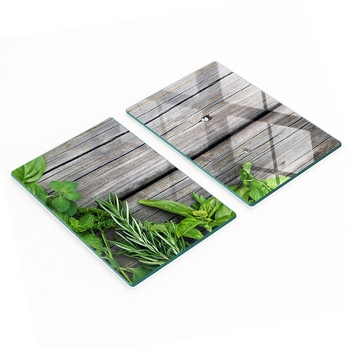 Glazen snijplanken met afbeeldingen van houten kruiden, 2x40x52 cm