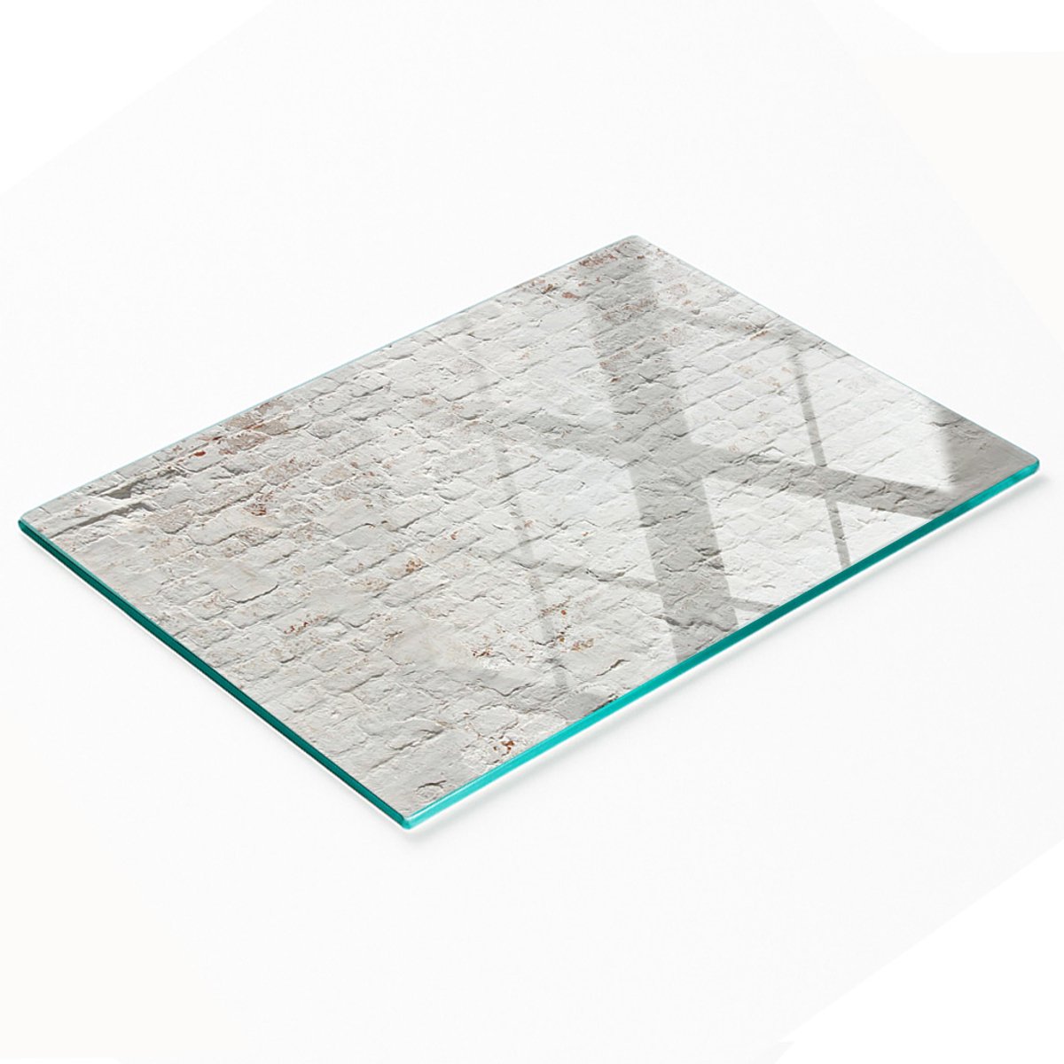 Keukenplank van gehard glas met decoratieve afbeelding van een bakstenen muur, 80x52 cm