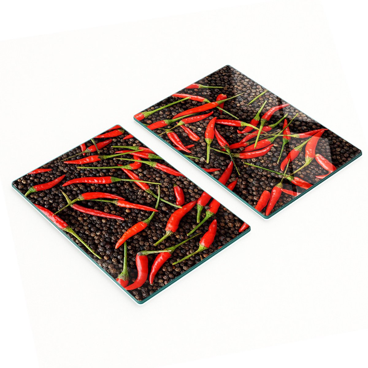 Glazen snijplanken met chilipepermotief, 2x40x52 cm