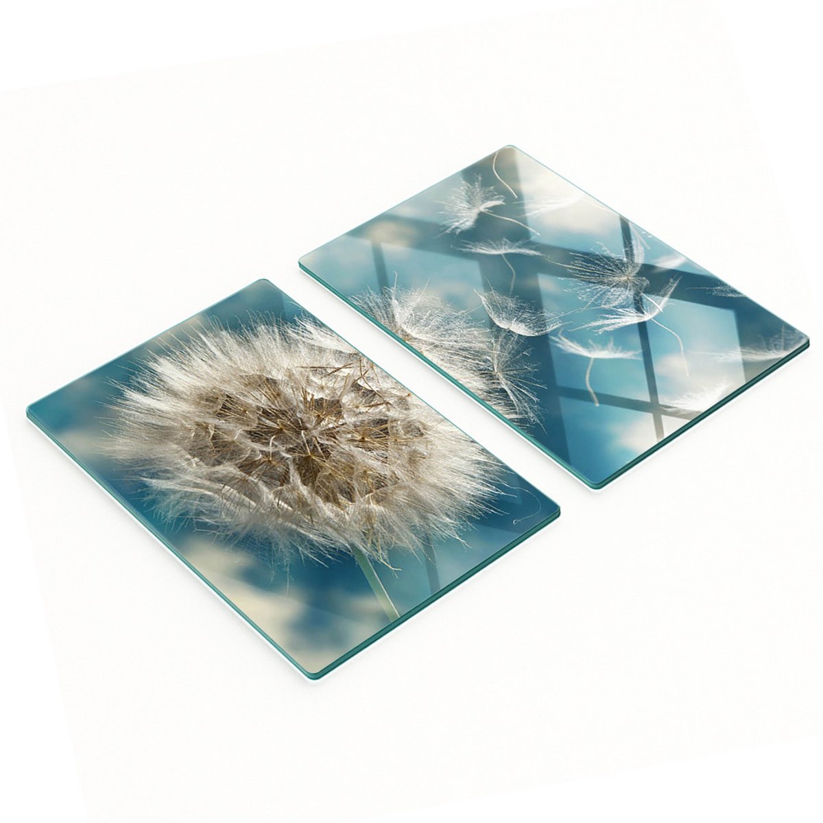 Decoratieve glazen serveerplankjes voor snacks, paardenbloemmotief, 2x40x52 cm