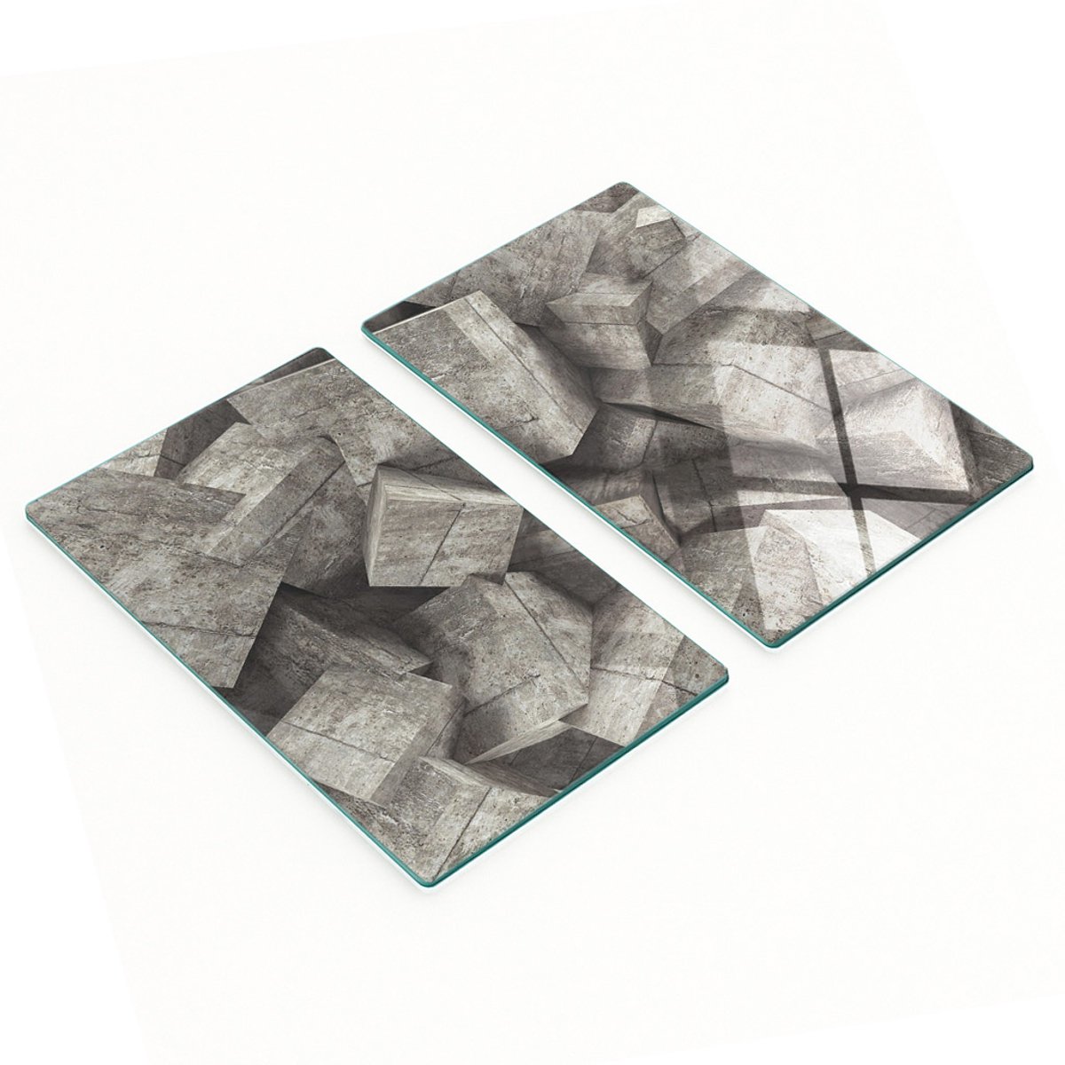 Decoratieve glazen snij- en serveerplanken van beton, kubusvormig, 2x30x52 cm