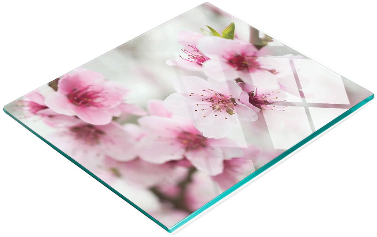 Decoratieve serveerplank van glas met kersenbloesemmotief, 60x52 cm