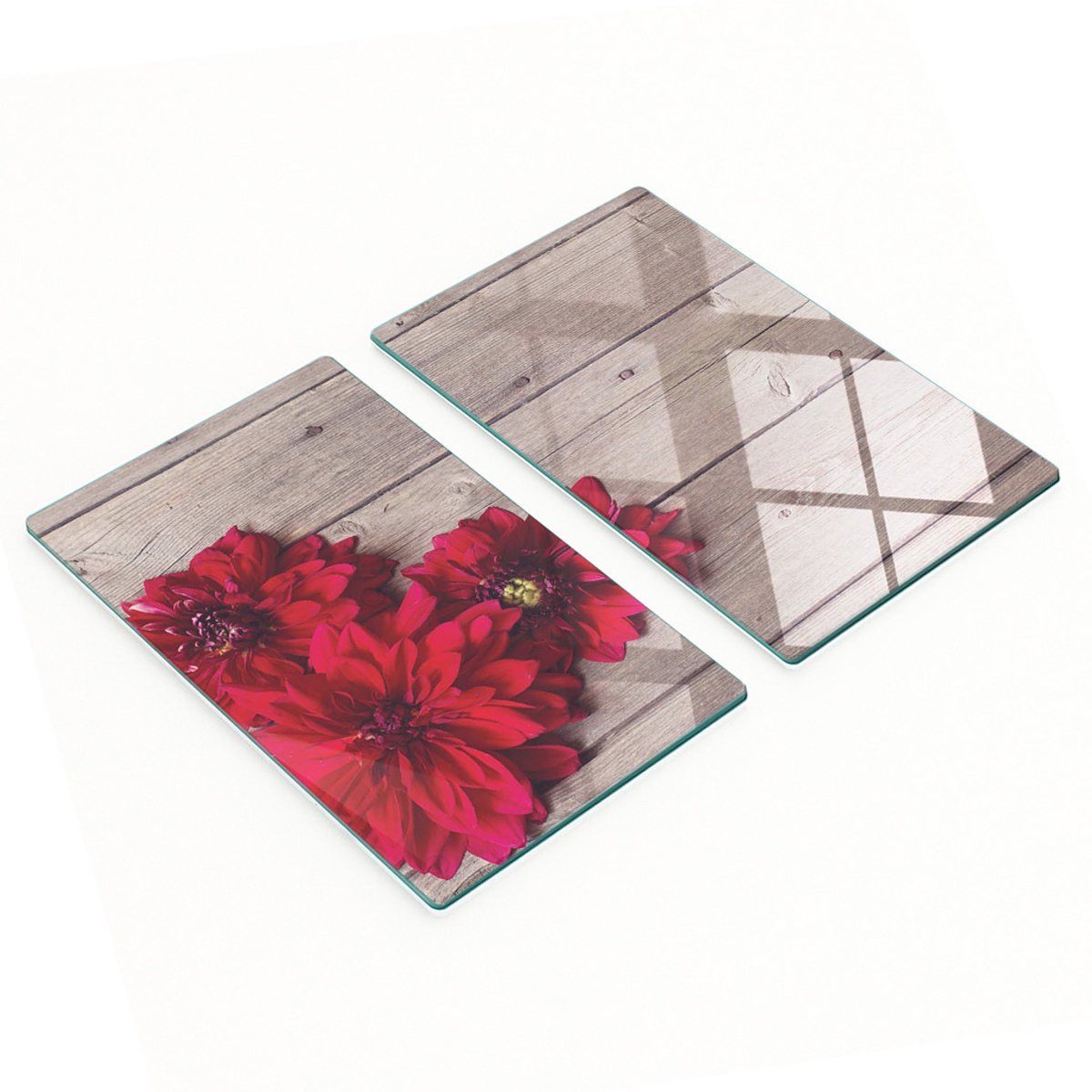 Multifunctionele decoratieve glazen borden met dahlia-print 2x30x52 cm