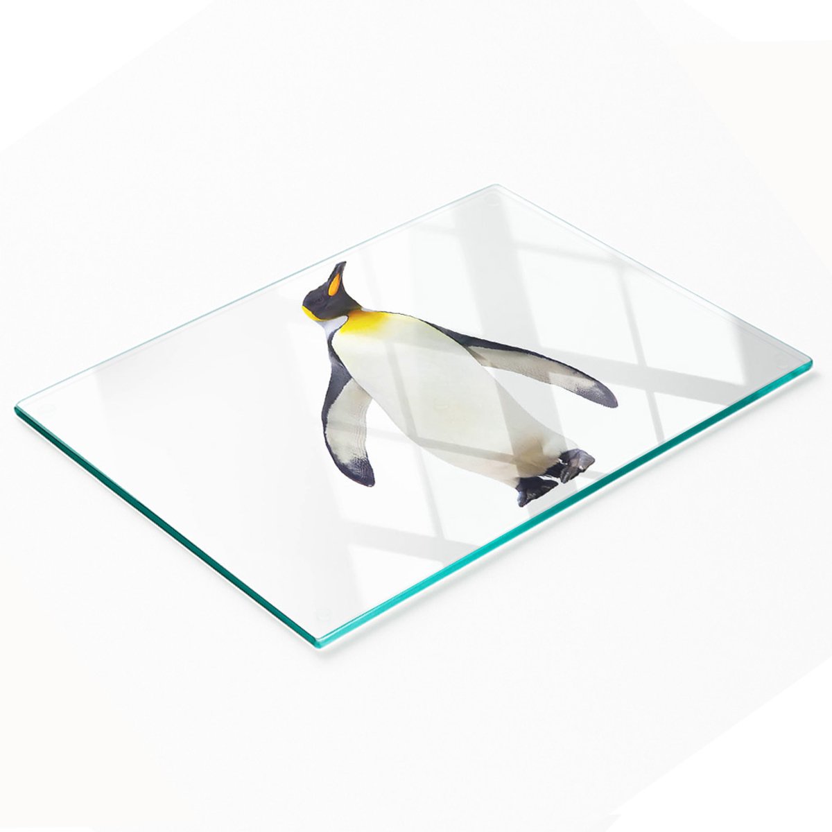 Serveerplank van gehard glas met pinguïnafbeeldingen, 80x52 cm