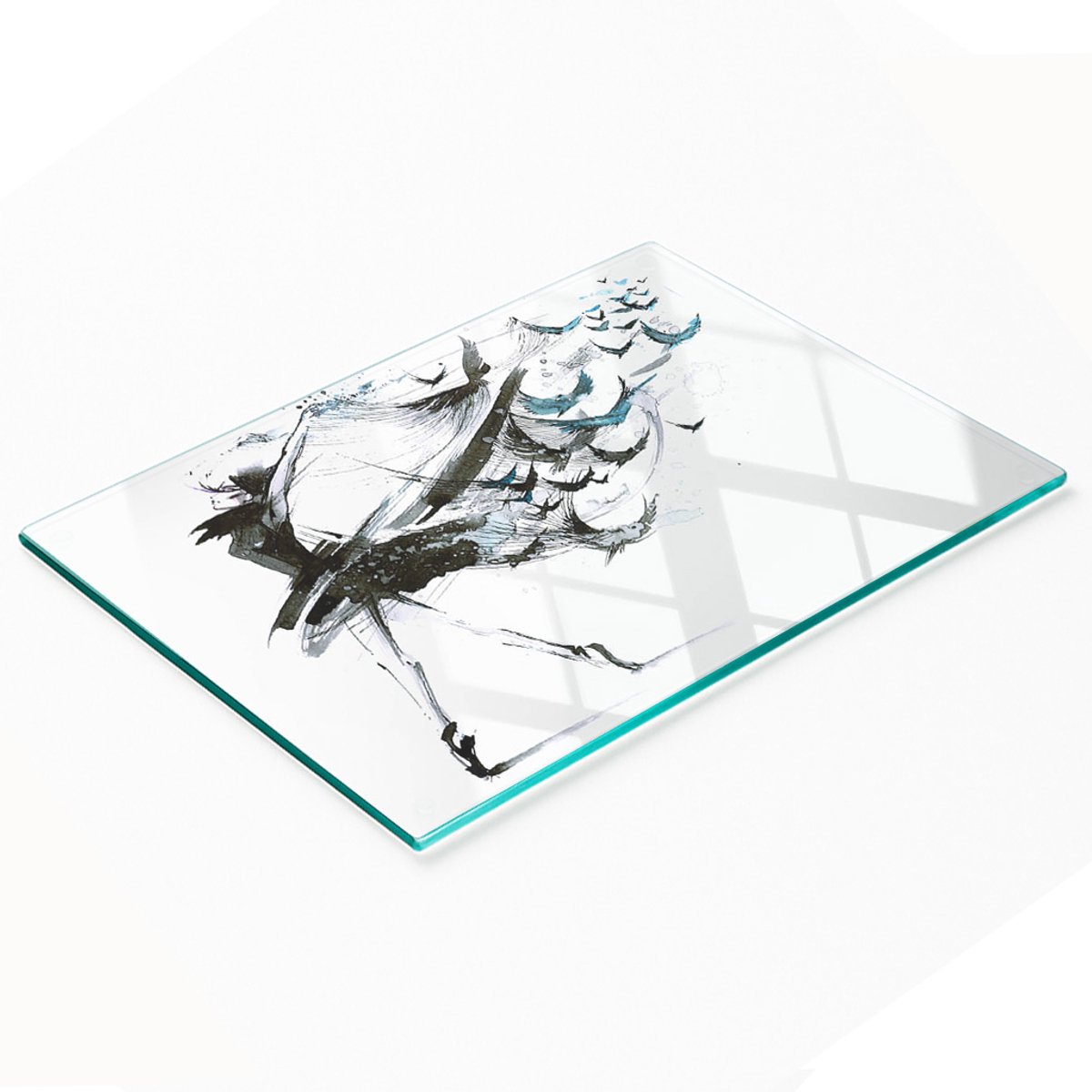 Glazen snijplank met decoratieve ballerina-afbeeldingen, 80x52 cm