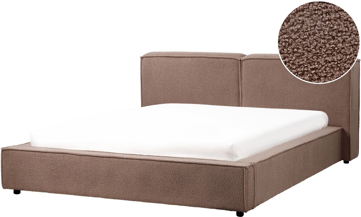 LINARDS - Tweepersoonsbed - Bruin - 160 x 200 cm - Bouclé