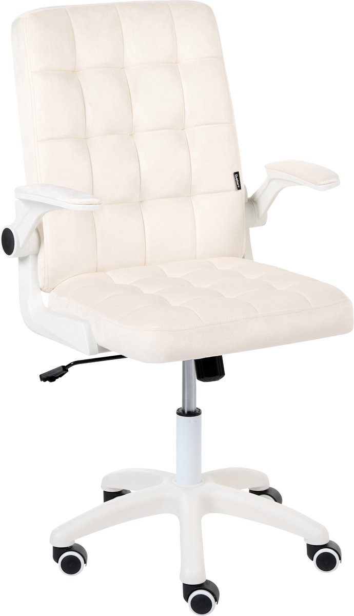 Beliani DANDY - Bureaustoel - Off-white - Fluweel Wit
