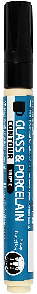 Glas Verf Marker - Porselein Stift - Decoratie Maken - Geurloos Formule - 14 cm Lengte - Zwart