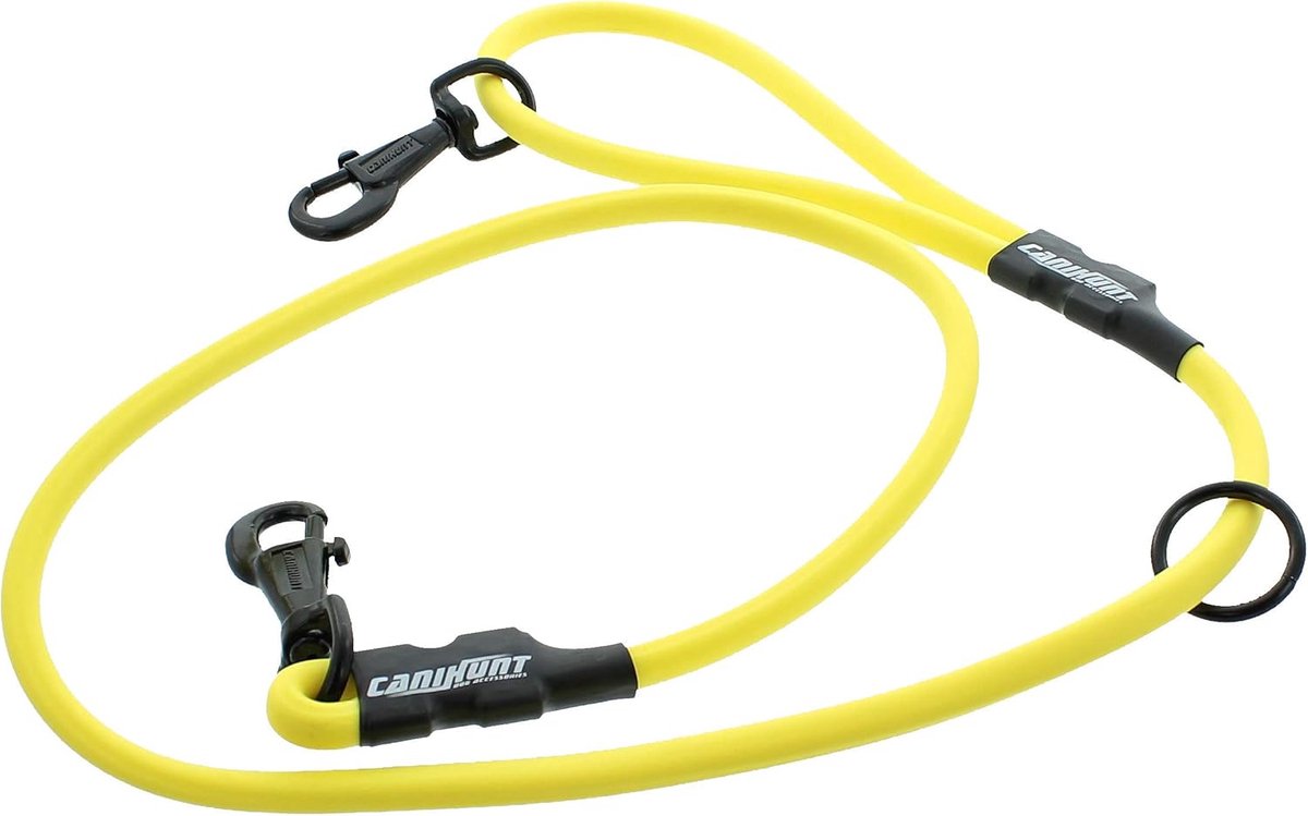 Hondenriem Rond - Trackerlijn Dubbele Karabijn - Hondentraining Afstand - Waterdicht PVC Materiaal - 120 cm 10 mm - Geel