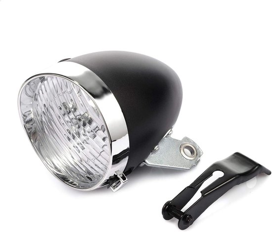 Fiets Koplamp - Retro Voorlicht - Veilig Fietsen - Twee Lichtstanden - IPX6 Waterdicht - Zwart — afbeelding 3