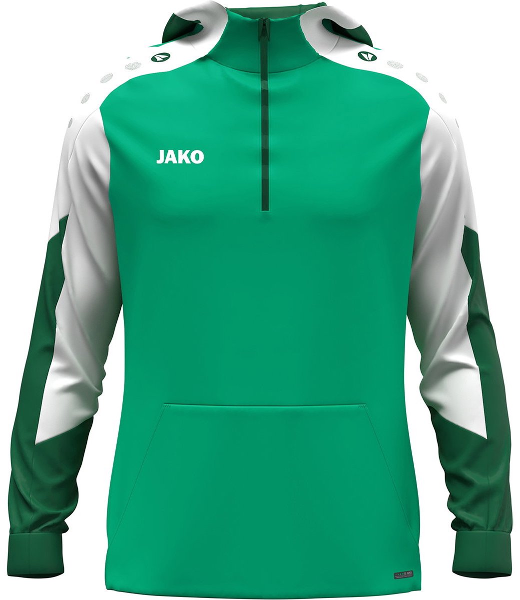 Jako Dynamic Hooded Half Zip Kinderen - Groen / Wit / Donkergroen | Maat: 164