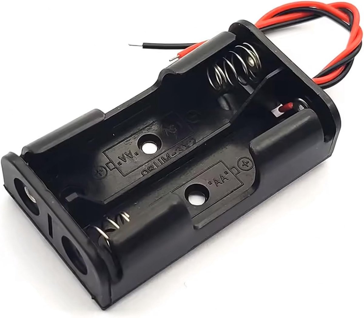 Batterijhouder - Batterijbox AA - Elektronica Projecten - Met 20cm Kabel - 50x24x13mm - Zwart