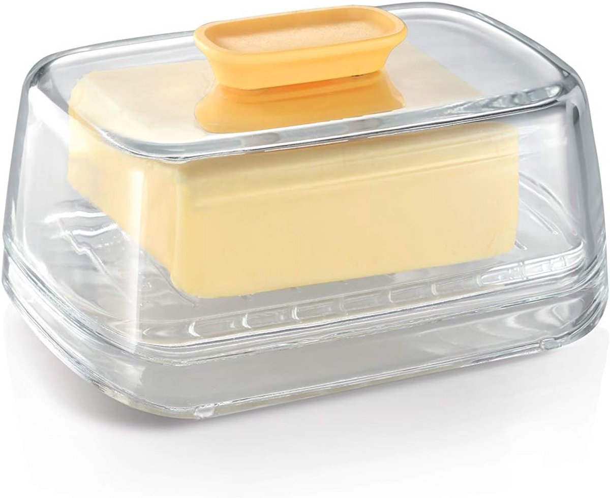 Boterschotel - Glazen Serveerschaal - Aan Tafel Serveren - Inclusief Deksel - Transparant