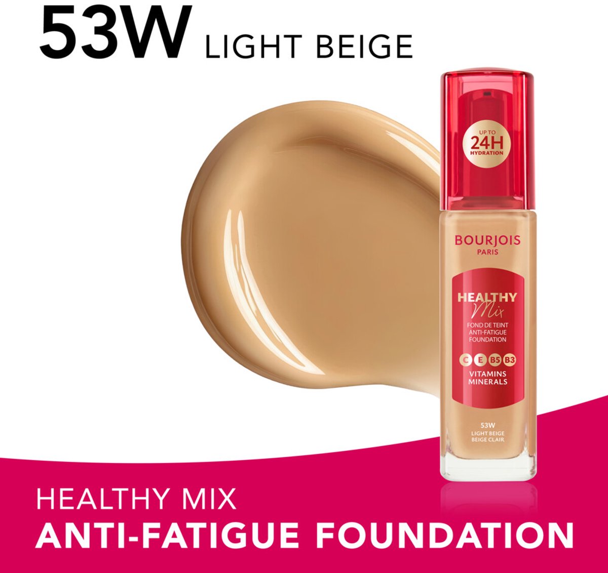 Bourjois Healthy Mix Anti-Fatigue Foundation 53W Light Beige - 30 ml