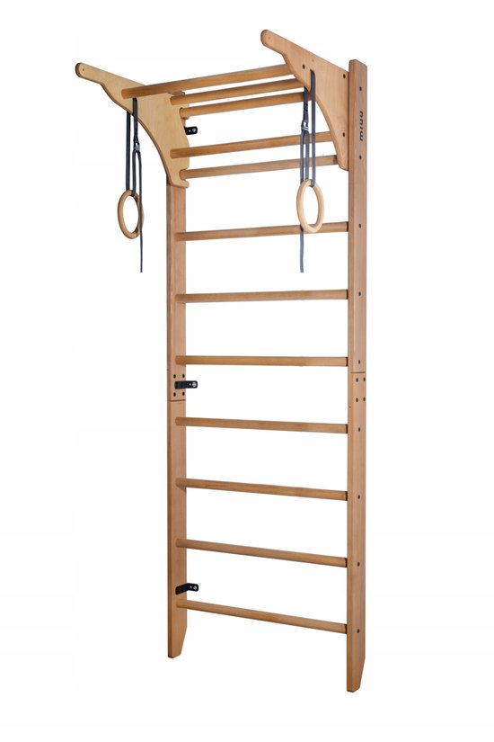 MIUU - Gymnastiek ladder 220x80 cm - Voor kinderen en volwassenen - Draagvermogen 120 kg - Hout - Beuken - Natuurlijk