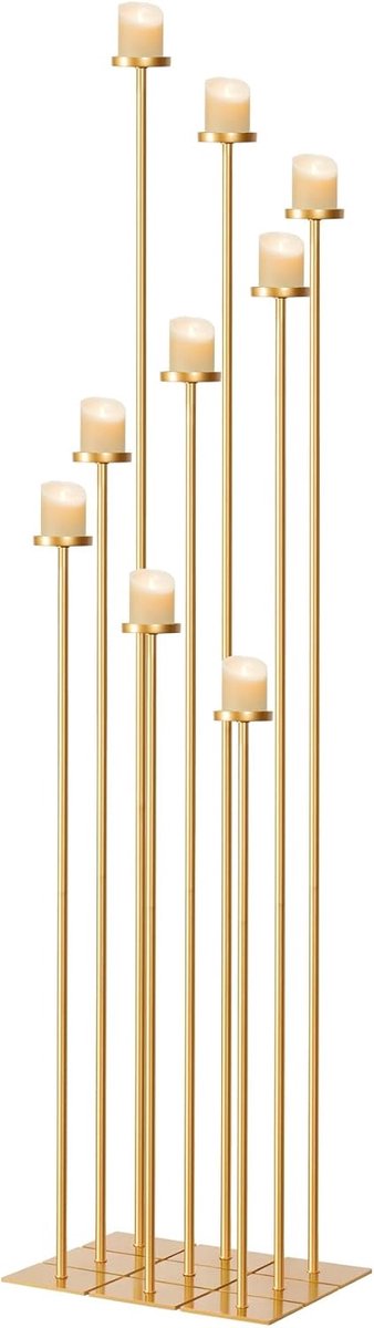 Vloerkaarsenstandaard - Hoge Kandelaar - Feestelijke Decoratie - 9 Armen Verstelbaar - 152 cm Hoog - Goud