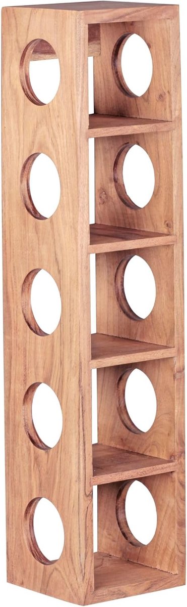 Houten Wijnrek voor Wandmontage | Massief Acacia Hout voor 5 Flessen | Modern Flessenhouder