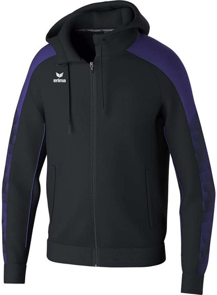 Erima Evo Star Trainingsjack Met Capuchon Kinderen - Zwart / Paars | Maat: 152