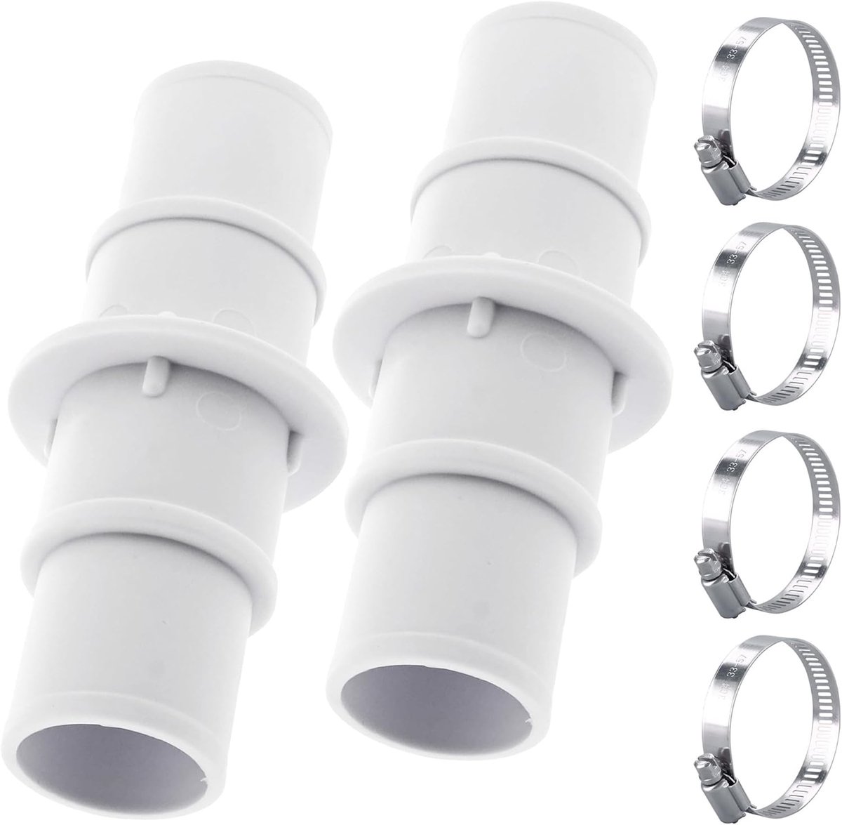 (Set van 2) 1-1/4 inch of 1-1/2 inch zwembad slangadapter aansluiting vervangingsonderdeel met metalen klem, geschikt voor zwembadstofzuiger en reiniger