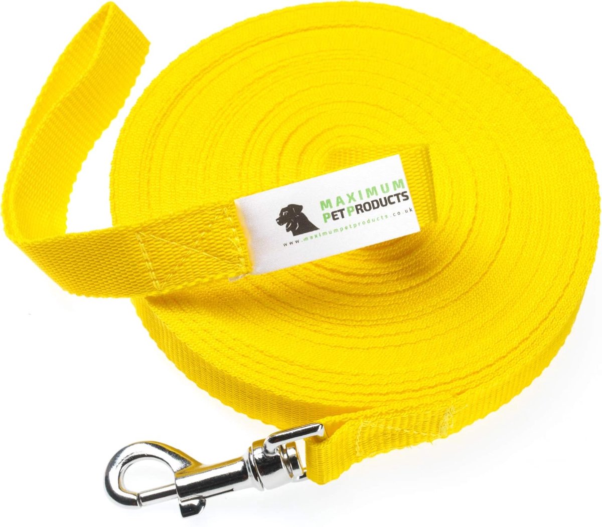 Hond Trainingslijn - Aanlijnband Oefenlijn - Gehoorzaamheid Training - Robuuste Vernikkelde Clip - 6 Meter Lang - Geel