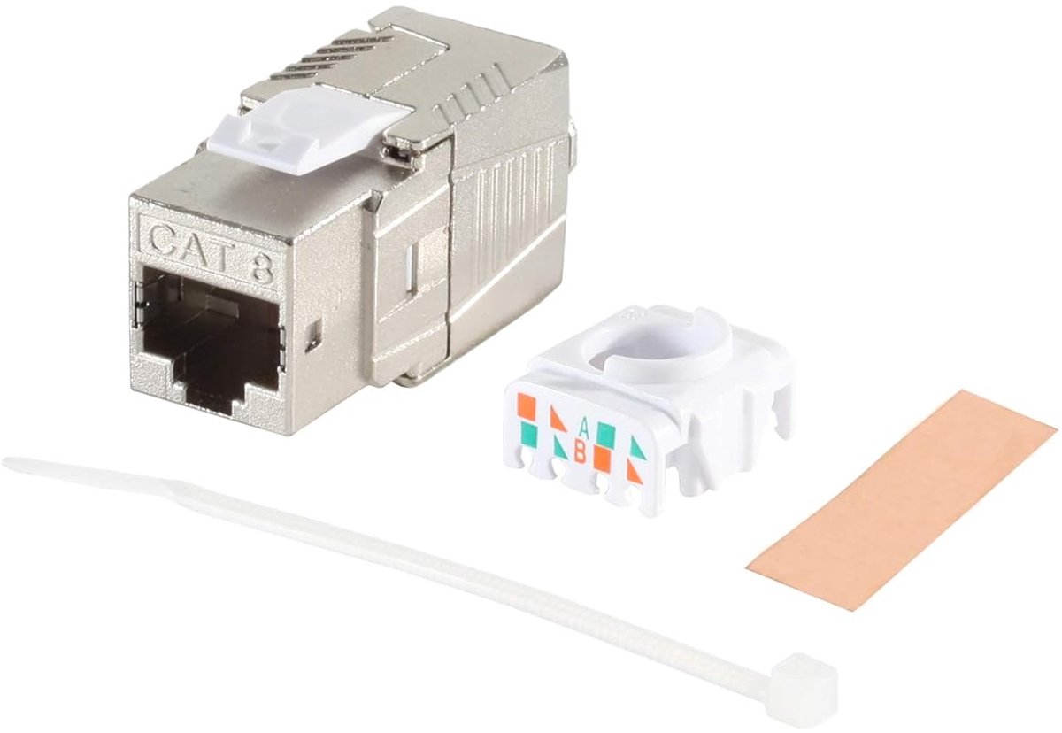 Netwerk Keystone - RJ45 Module - Snelle Dataoverdracht - Volledig Afgeschermd - Cat 8 Compatibel - Zilver