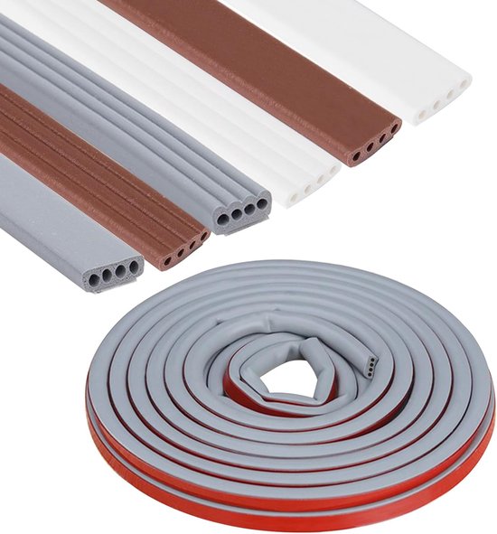 Tochtband rubber 9x4mm grijs, deur- en raamafdichting tape 6m, meerlaagse geluidsisolatie, zelfklevend, duurzaam