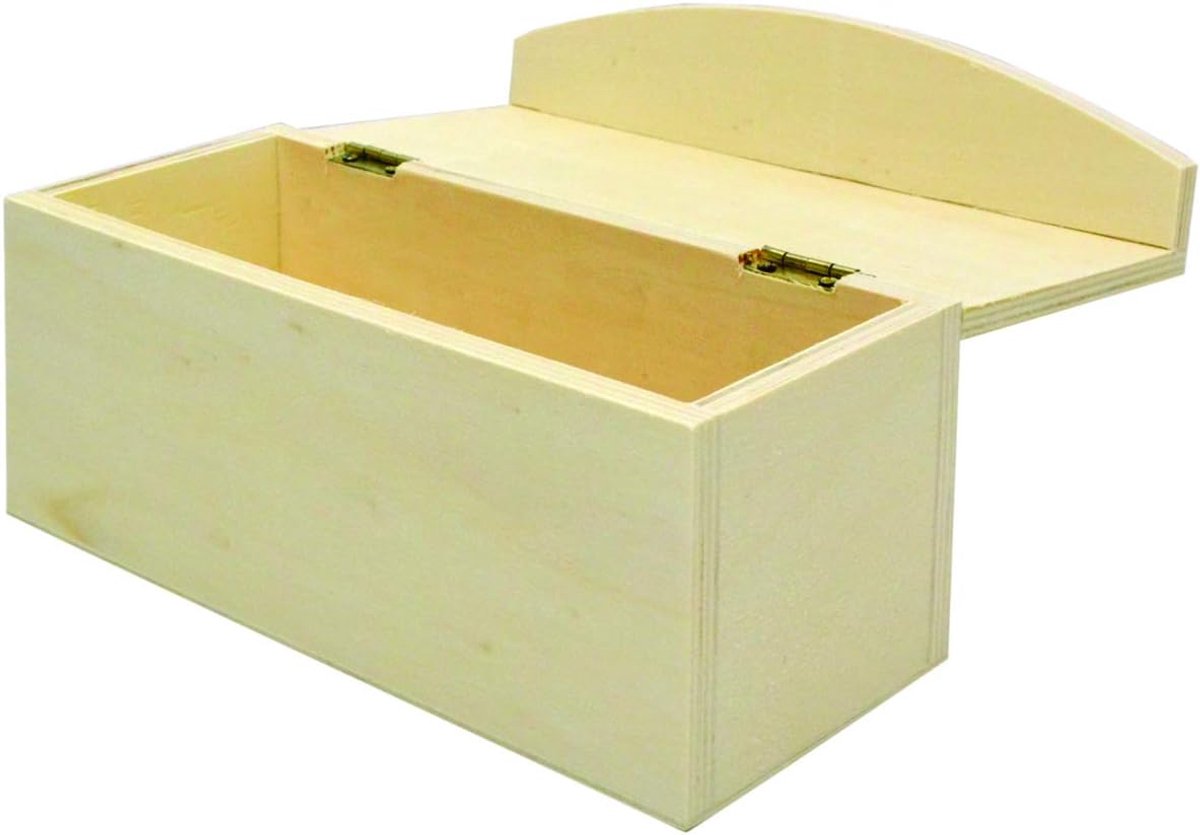 Houten Vouwdoos - Onbehandelde Kist - Hobby Project - Vouw Over Ontwerp - 20cm Lang - Natuurlijk Hout