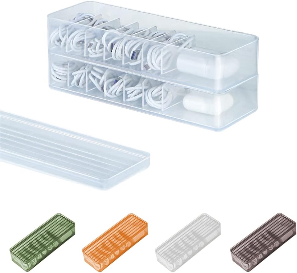 Kabel Opbergbox - Kabel Organizer - Bureau Netjes - Dubbele Laag Ontwerp - 27 x 10 x 11 cm