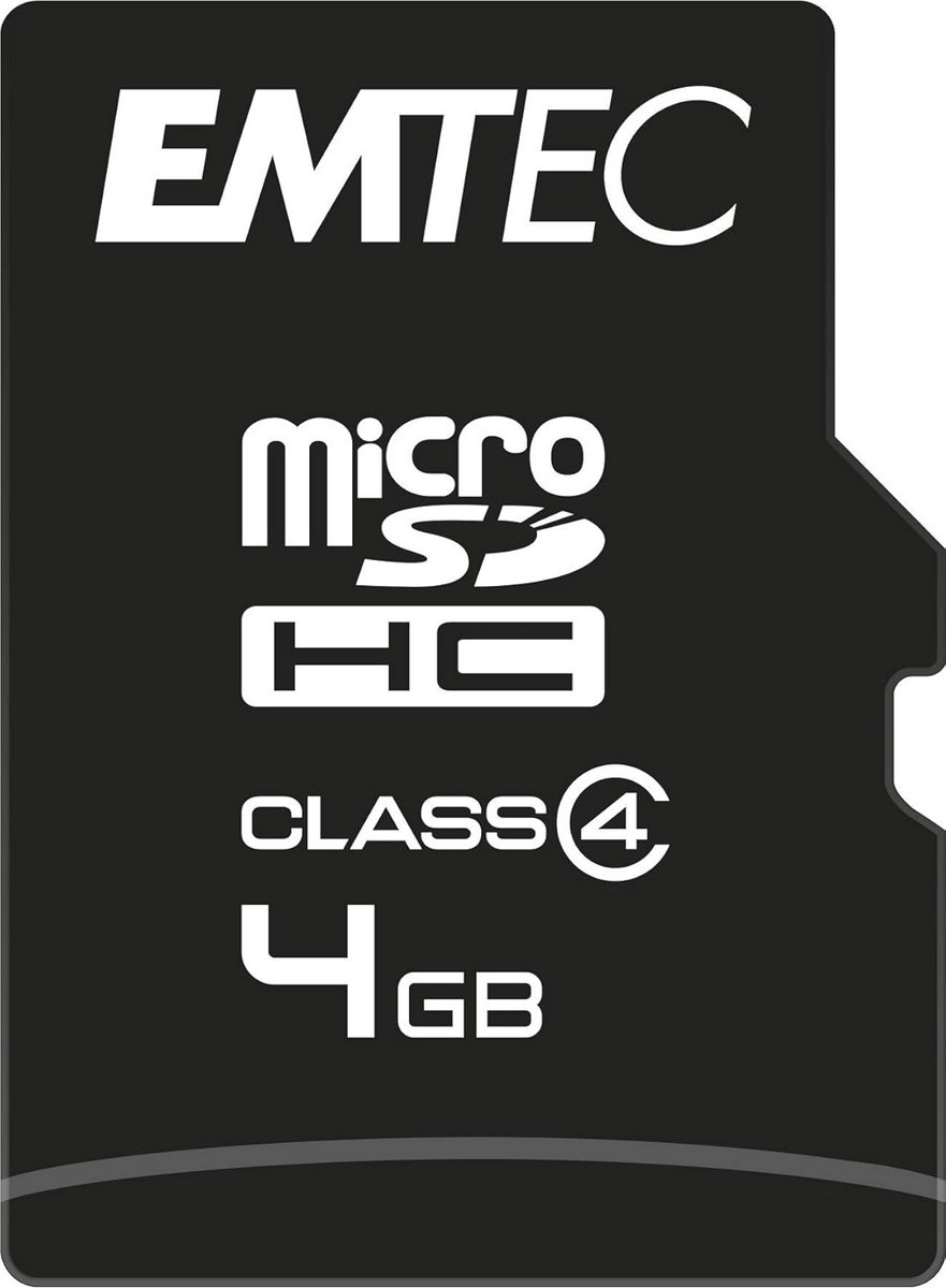 MicroSDHC Geheugenkaart 4GB Klasse 4 Inclusief SD Adapter