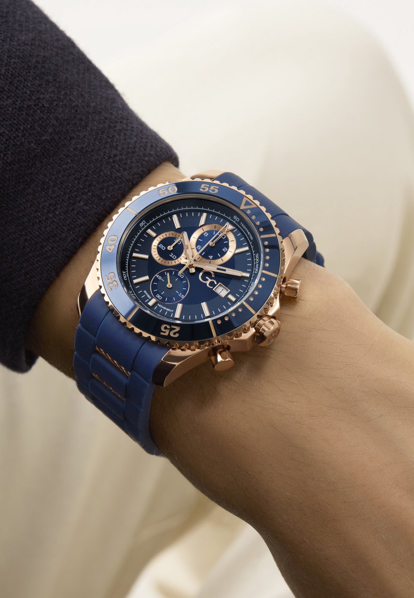 Gc Gc Speedracer Quartz Chronograaf Horloge Blauw Kast: 100% Roestvrij Staal | Bracelet 100% Siliconen 44 mm Z51001G7MF